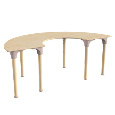 Bright Beginnings Commercial Grade Wooden Half Circle Adjustable Height Classroom Activity Table - Metal Legs Adjust From 15"H - 23"H - View 1
