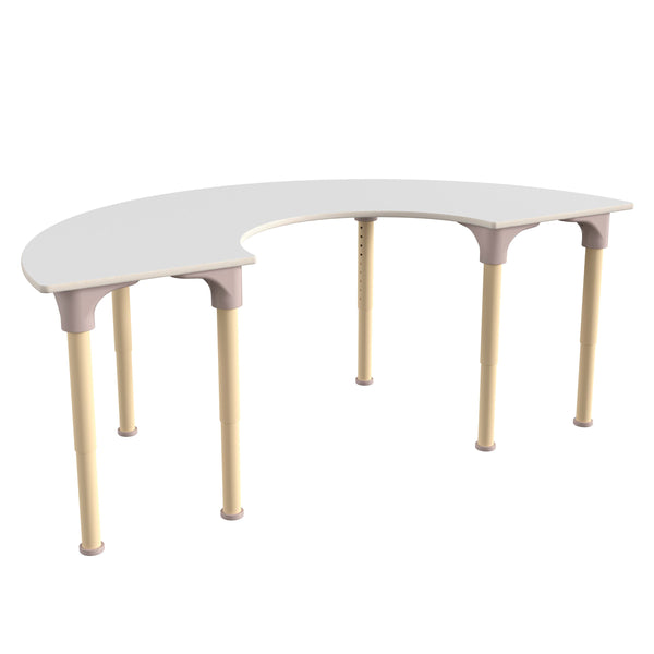 Commercial Grade Adjustable Height Half Circle Wood Activity Table - Beech/White