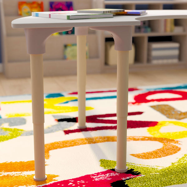 Commercial Grade Adjustable Height Half Circle Wood Activity Table - Beech/White