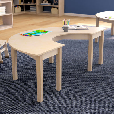 Bright Beginnings Commercial Grade Wooden Half Circle Preschool Classroom Activity Table - View 2