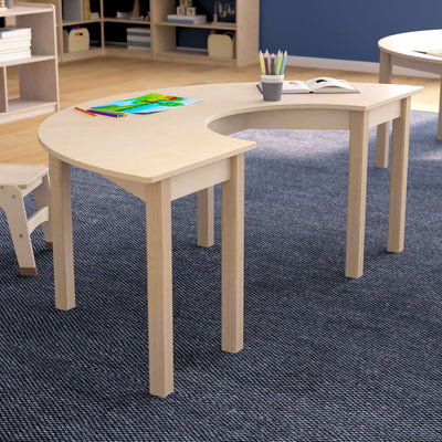 Bright Beginnings Commercial Grade Wooden Half Circle Preschool Classroom Activity Table - View 2