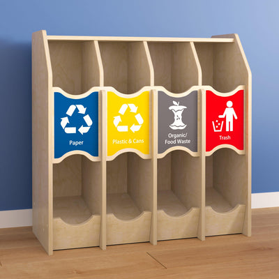 Bright Beginnings Commercial Grade Wooden Pretend Play Recycling Station for Children