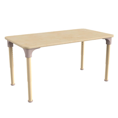 Bright Beginnings Commercial Grade Wooden Rectangle Adjustable Height Classroom Activity Table - Metal Legs Adjust From 15"H - 23"H - View 1