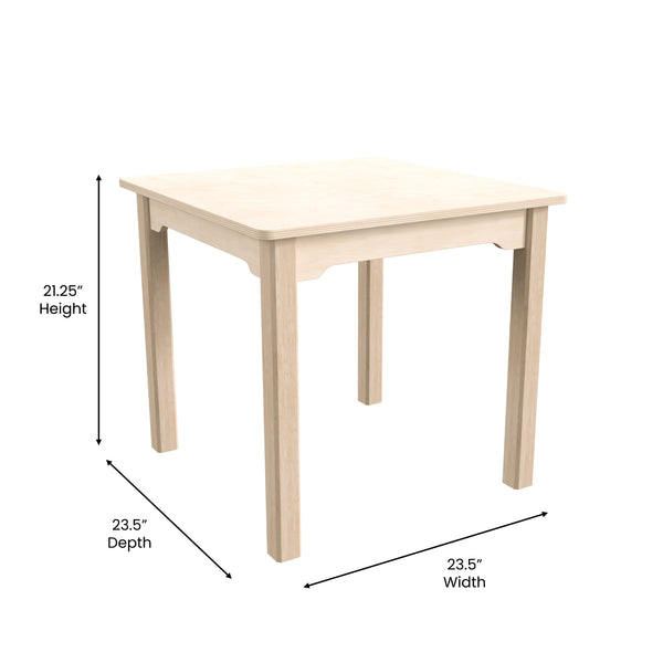 Commercial Grade 23.5inch Square Wooden Preschool Classroom Activity Table - Beech