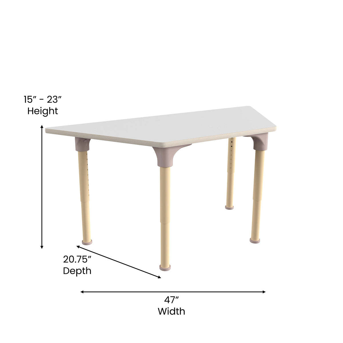 Commercial Grade Adjustable Height Trapezoid Wood Activity Table - Beech/White