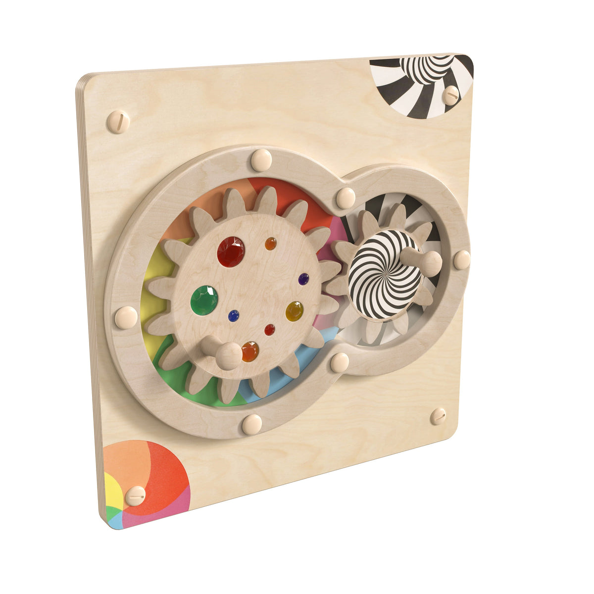 Commercial Grade STEAM Wall Wooden Turning Gears Accessory Board - Multicolor