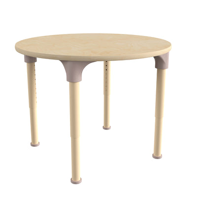Bright Beginnings Round Commercial Grade Wooden Adjustable Height Classroom Activity Table - Metal Legs Adjust From 15"H - 23"H - View 1
