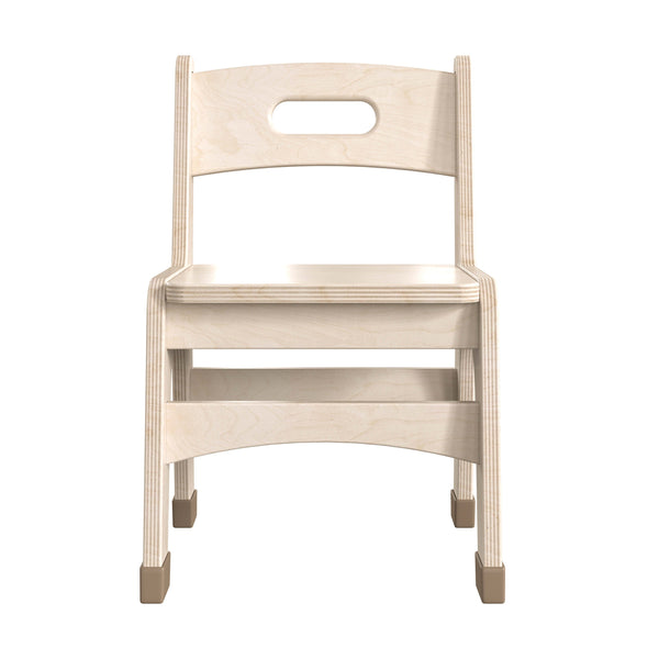 Commercial Grade 10 Inch Natural Wood Classroom Chairs with Carry Handle-2 Pack