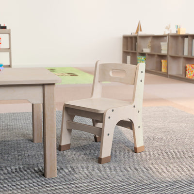 Bright Beginnings Set of 2 Commercial Grade Wooden Classroom Chairs with Non-Slip Foot Caps and Built-In Carrying Handle