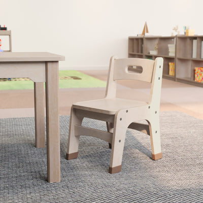 Bright Beginnings Set of 2 Commercial Grade Wooden Classroom Chairs with Non-Slip Foot Caps and Built-In Carrying Handle