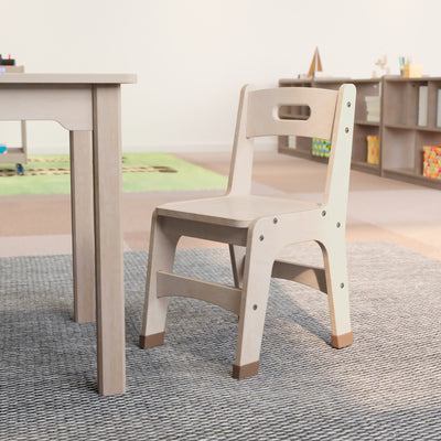 Bright Beginnings Set of 2 Commercial Grade Wooden Classroom Chairs with Non-Slip Foot Caps and Built-In Carrying Handle