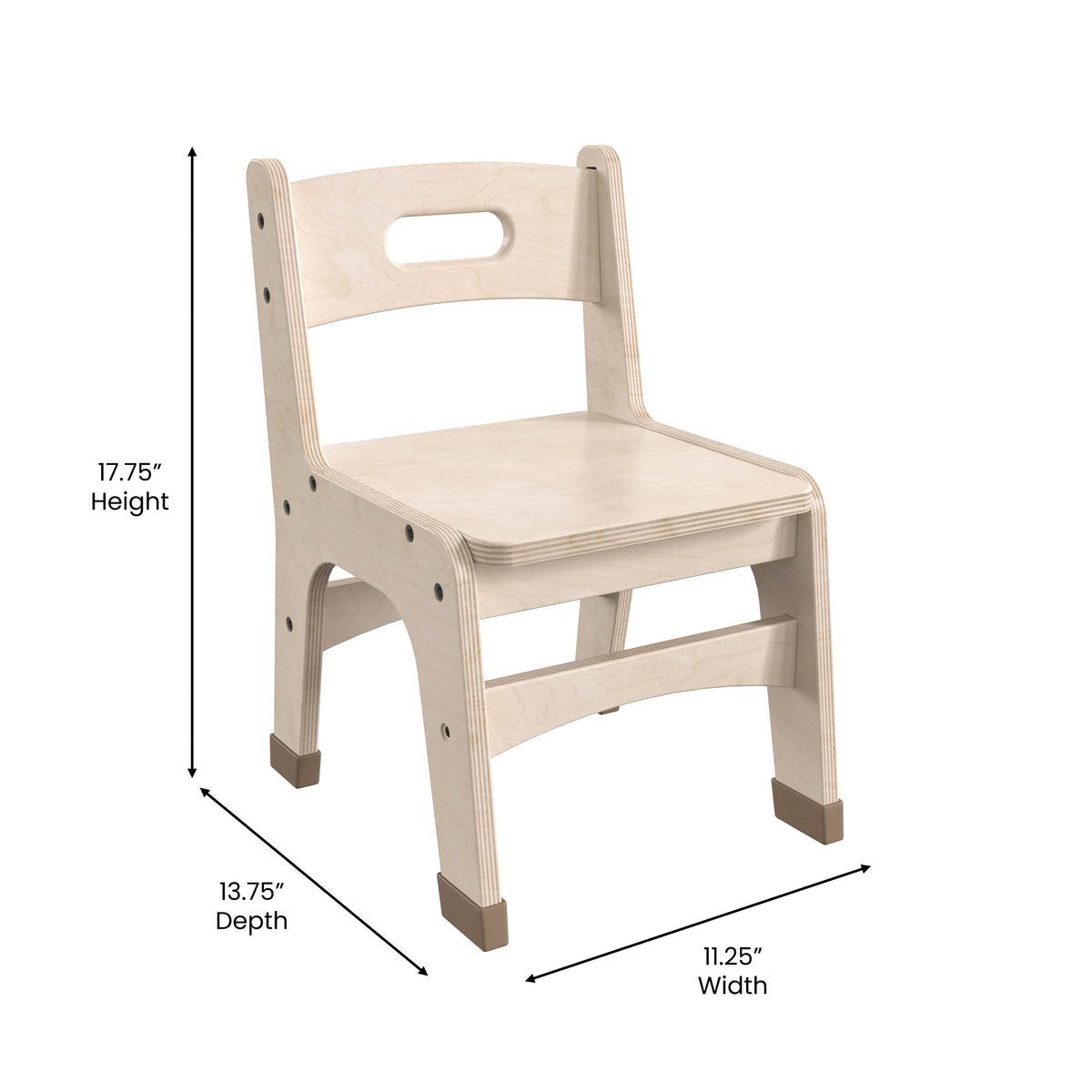 Commercial Grade 10 Inch Natural Wood Classroom Chairs with Carry Handle-2 Pack