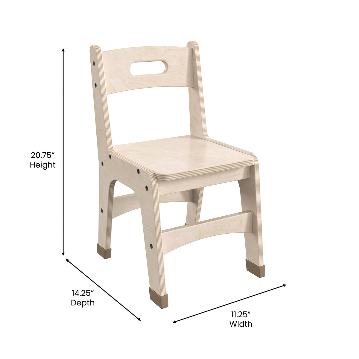 Commercial Grade 11.5inch Natural Wood Classroom Chairs with Carry Handle-2 Pack
