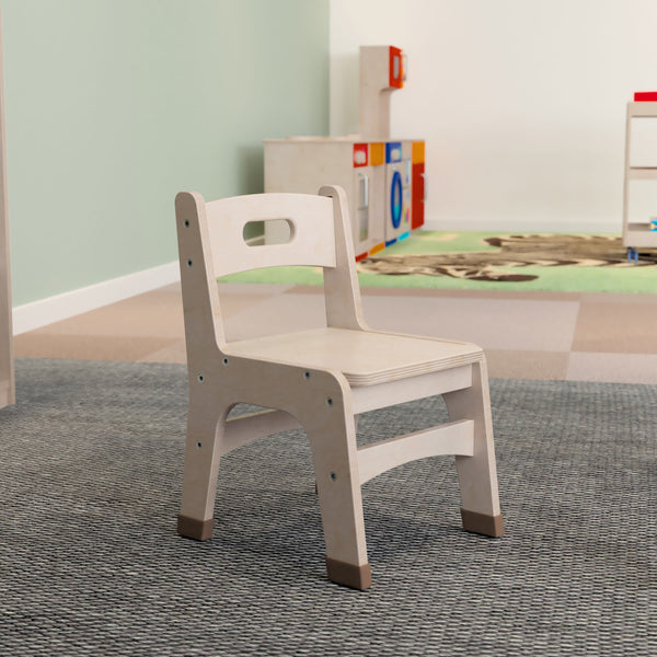 Commercial Grade 10 Inch Natural Wood Classroom Chairs with Carry Handle-2 Pack