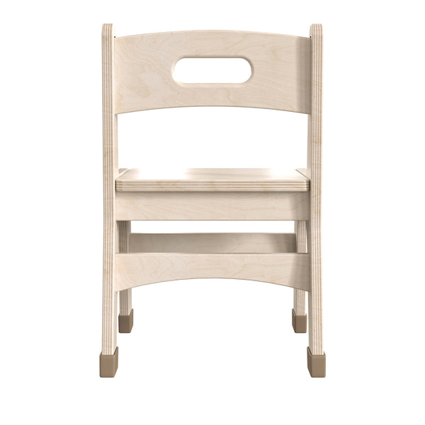 Commercial Grade 10 Inch Natural Wood Classroom Chairs with Carry Handle-2 Pack