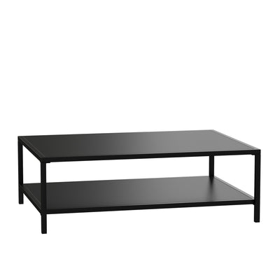 Brock Outdoor 2 Tier Patio Coffee Table Commercial Grade Coffee Table for Deck, Porch, or Poolside - Steel Square Leg Frame - View 1