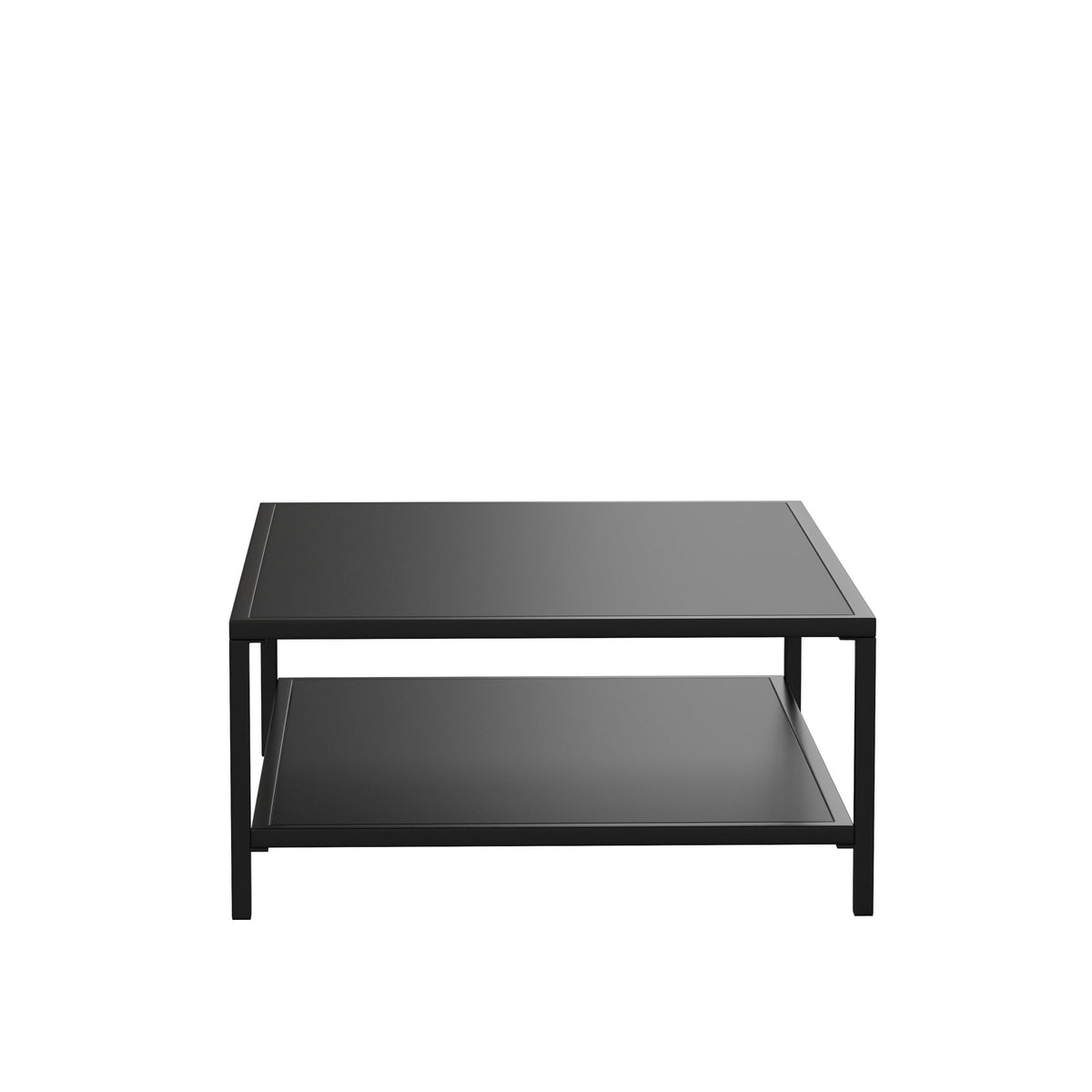 All-Weather Black Commercial Grade Indoor/Outdoor Metal 2 Tier Coffee Table