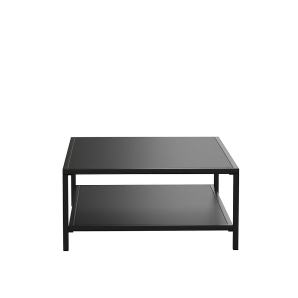All-Weather Black Commercial Grade Indoor/Outdoor Metal 2 Tier Coffee Table