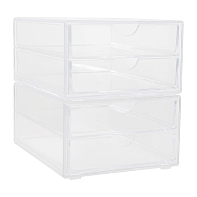 Brody 2 Pack Plastic Stackable Office Desktop Organizer Boxes with 2 Drawers - View 1