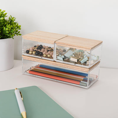 Brody Clear Plastic Storage Organizer Bins with Lids for Home Office, Kitchen, or Bathroom - View 2