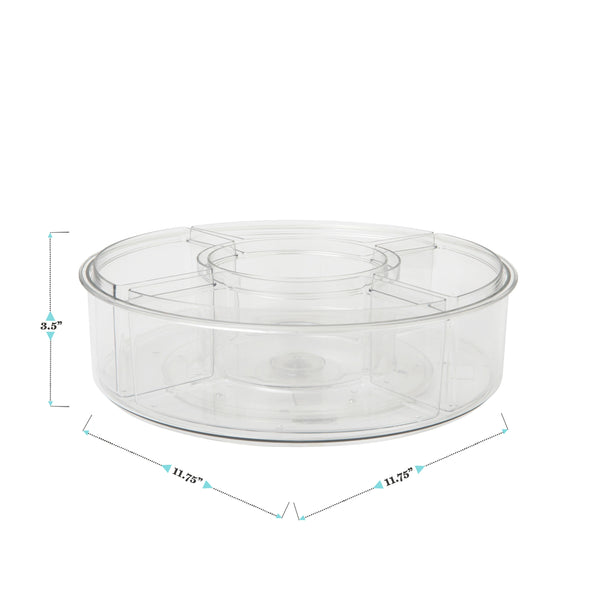 12" Lazy Susan Plastic Desktop Turntable with 5 Removable Storage Bins - Clear