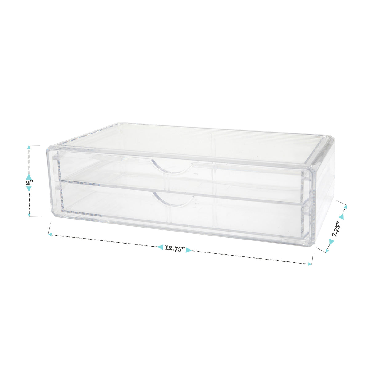 Desktop Organization Box with 2 Half Moon Opening Pullout Drawers-Clear Plastic