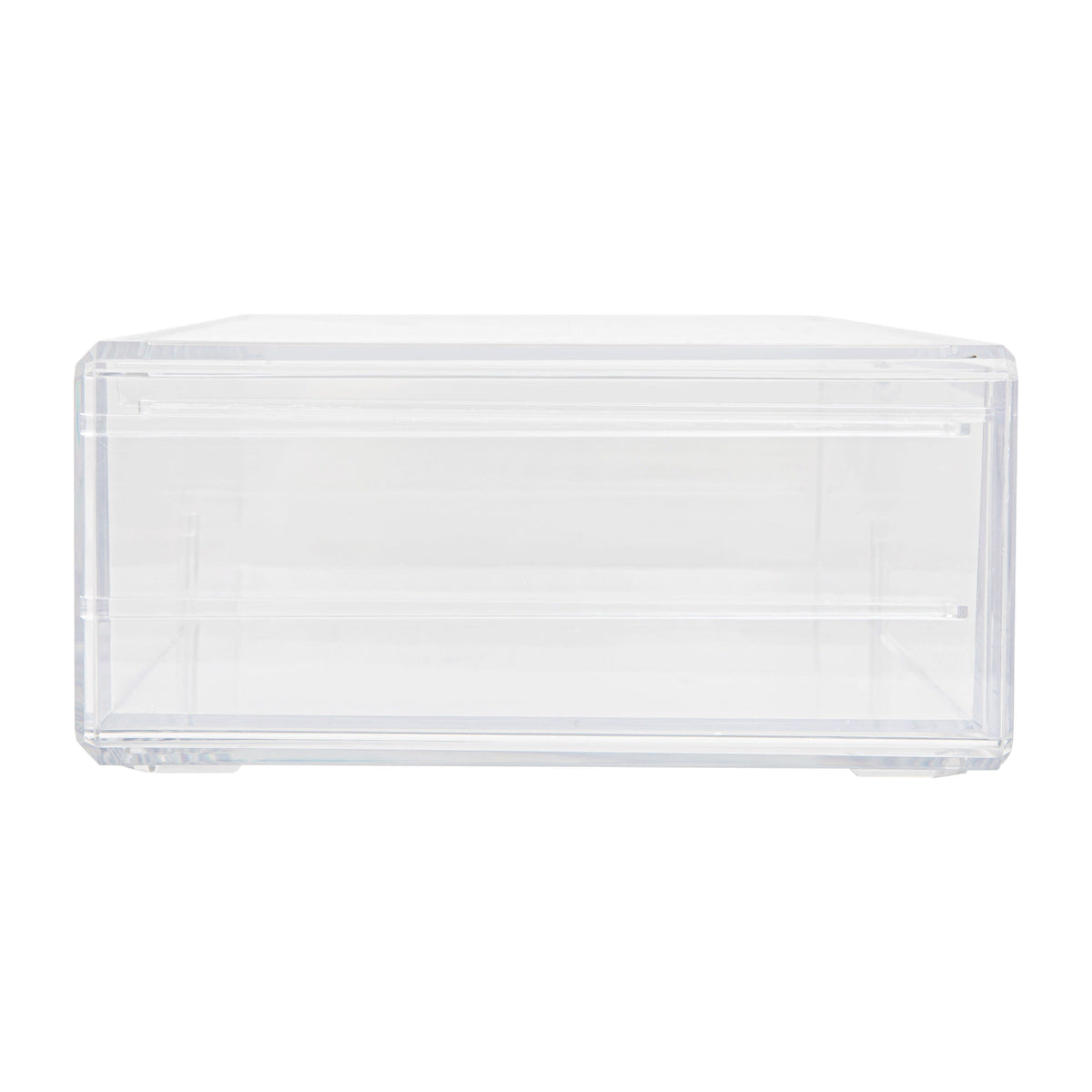 Desktop Organization Box with Half Moon Opening Pullout Drawer - Clear Plastic