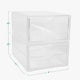 Set of 2 Clear Plastic Desktop Storage Boxes - 1 Single Drawer - 1 Double Drawer