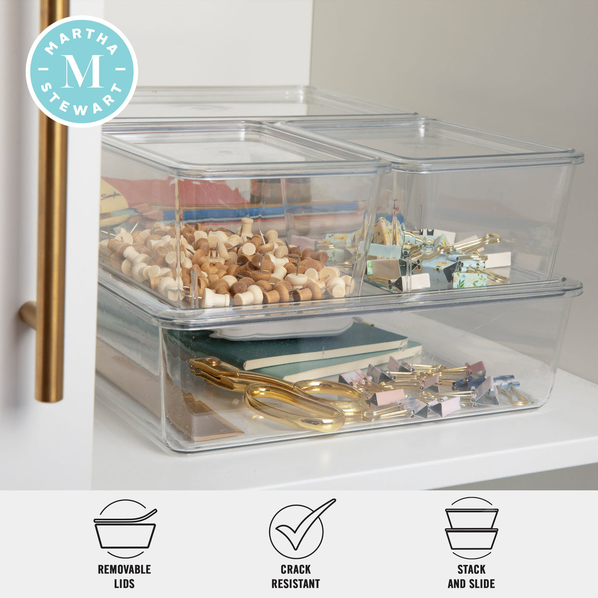 Premium Clear Plastic Storage Bins with Lids-2-SM/1-MED/1-LG