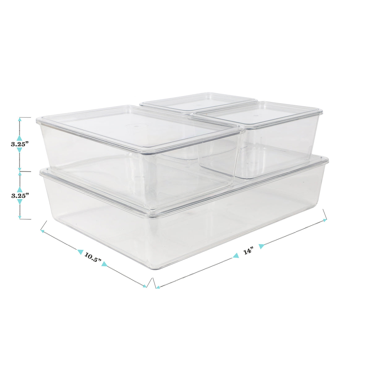 Premium Clear Plastic Storage Bins with Lids-2-SM/1-MED/1-LG