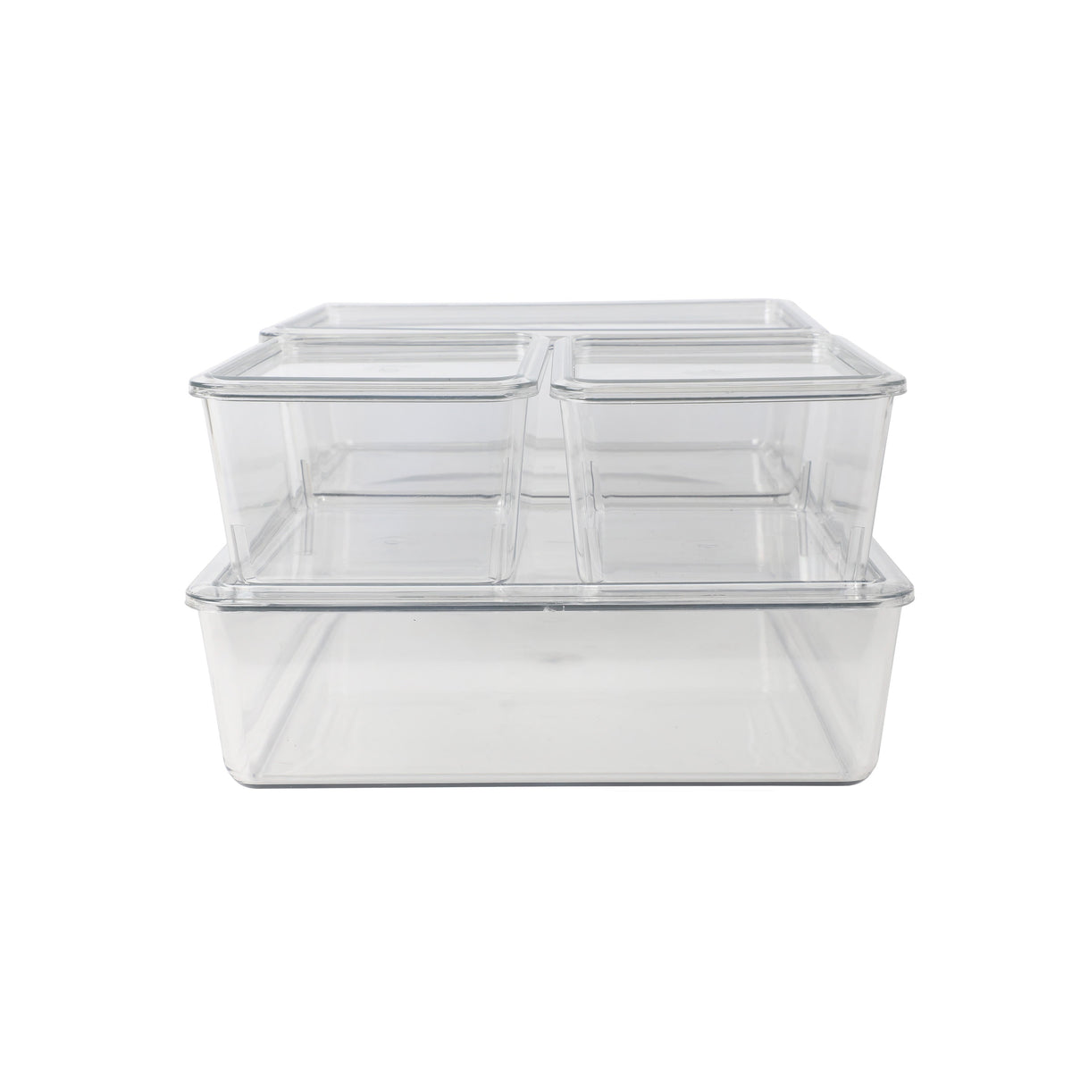 Premium Clear Plastic Storage Bins with Lids-2-SM/1-MED/1-LG