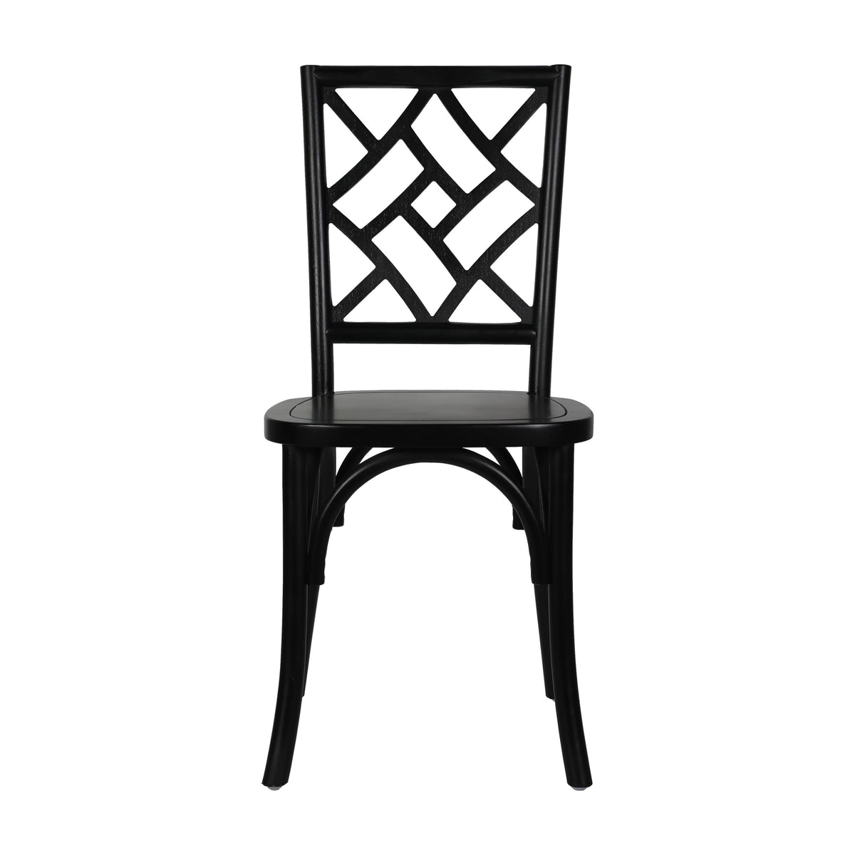 Black |#| Commercial Solid Wood Stackable Dining Chair with Intricate Back Detail in Black