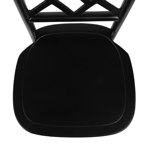 Black |#| Commercial Solid Wood Stackable Dining Chair with Intricate Back Detail in Black
