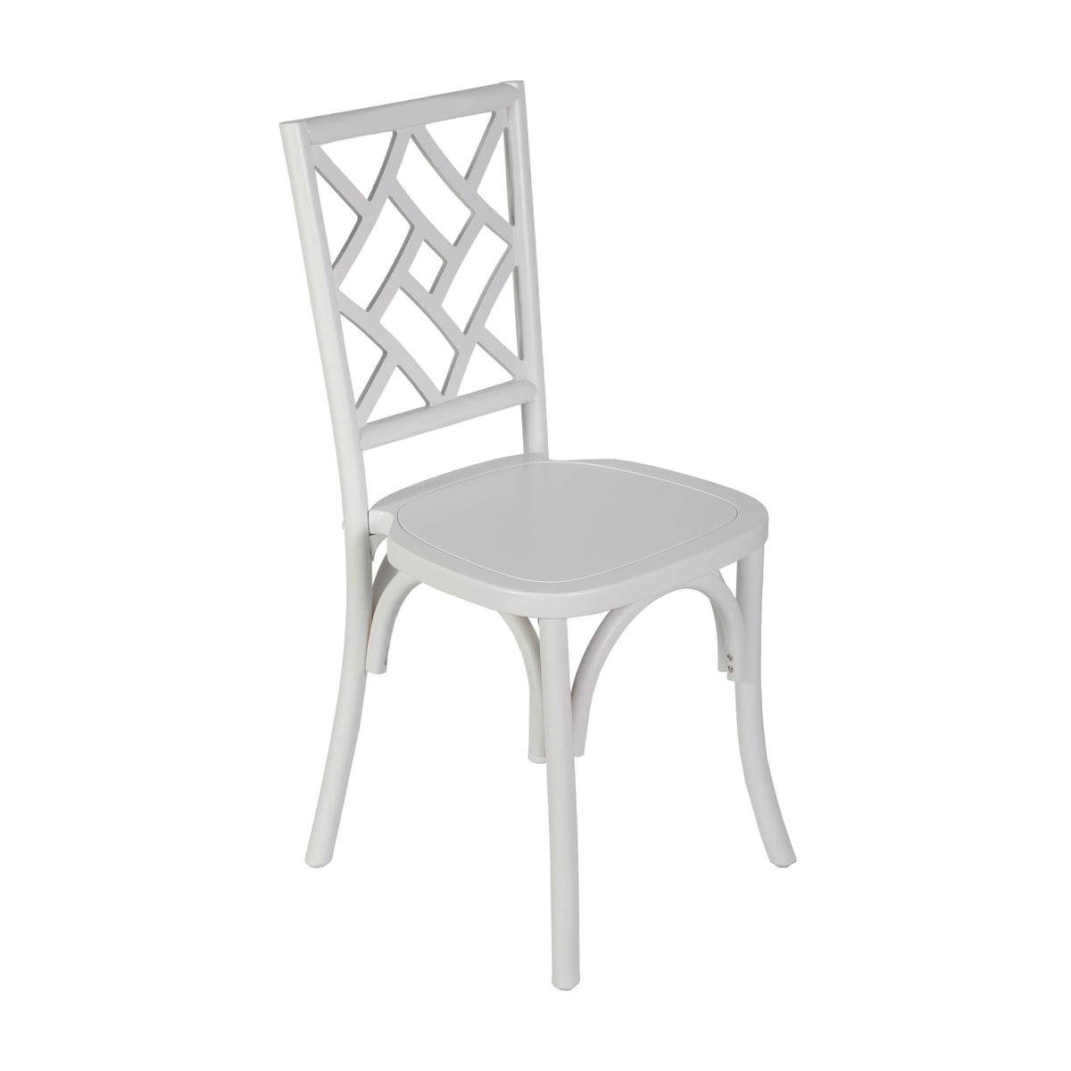 White |#| Commercial Solid Wood Stackable Dining Chair with Intricate Back Detail in White