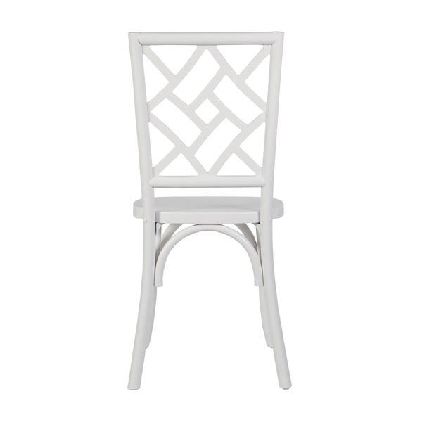 White |#| Commercial Solid Wood Stackable Dining Chair with Intricate Back Detail in White