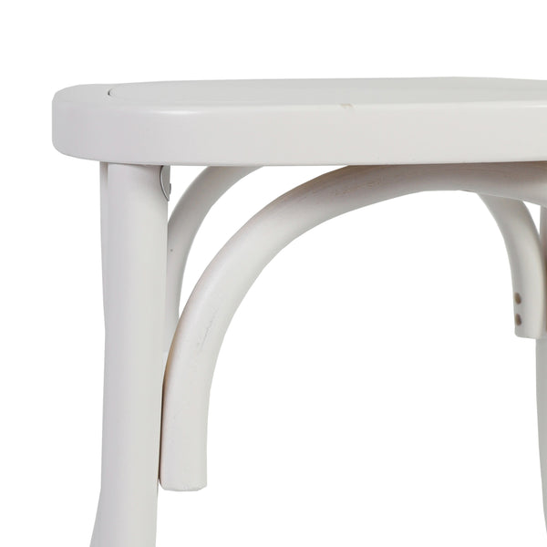 White |#| Commercial Solid Wood Stackable Dining Chair with Intricate Back Detail in White