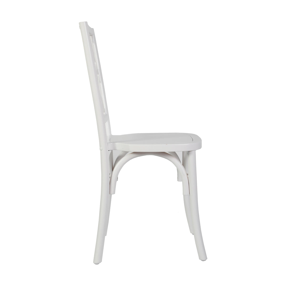 White |#| Commercial Solid Wood Stackable Dining Chair with Intricate Back Detail in White