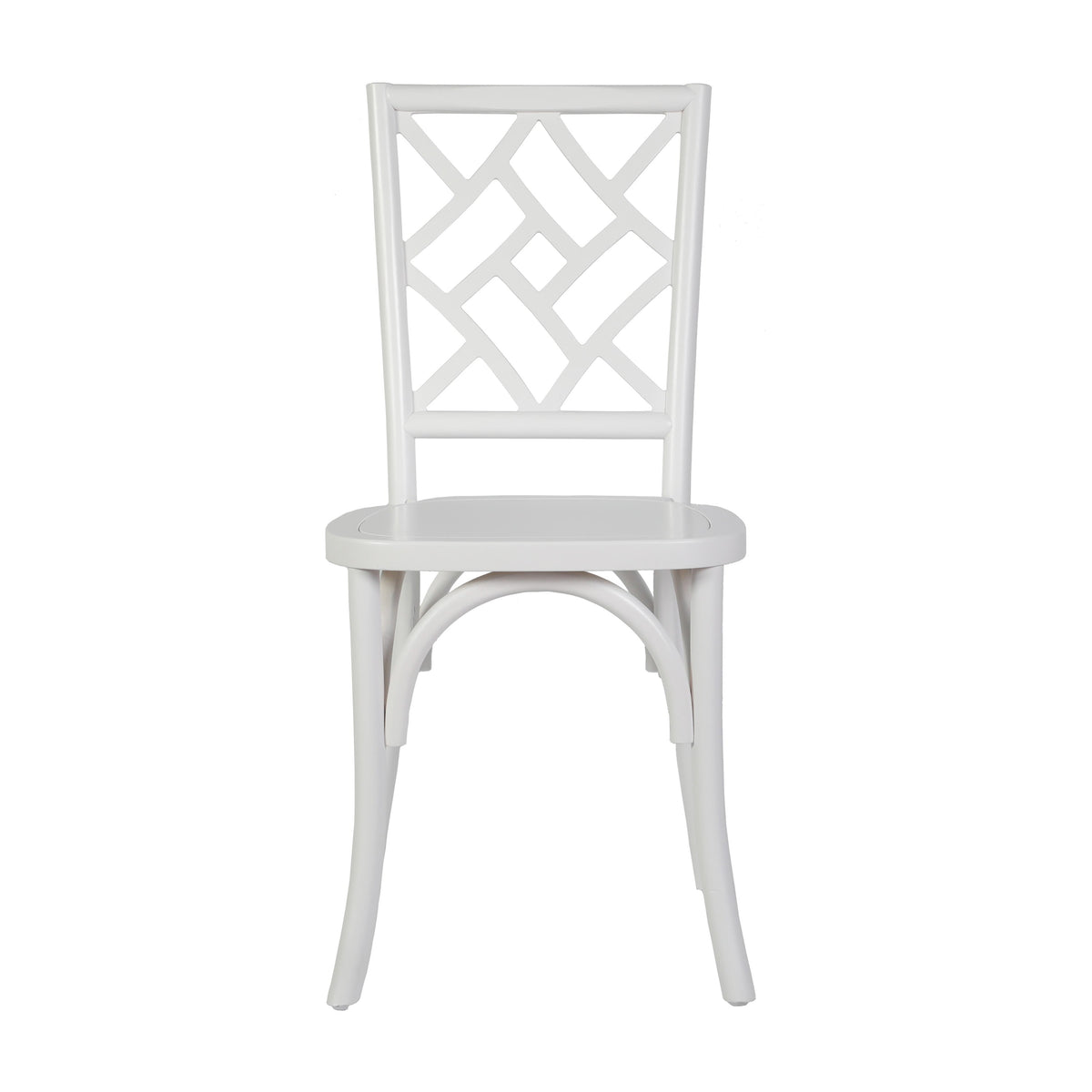 White |#| Commercial Solid Wood Stackable Dining Chair with Intricate Back Detail in White