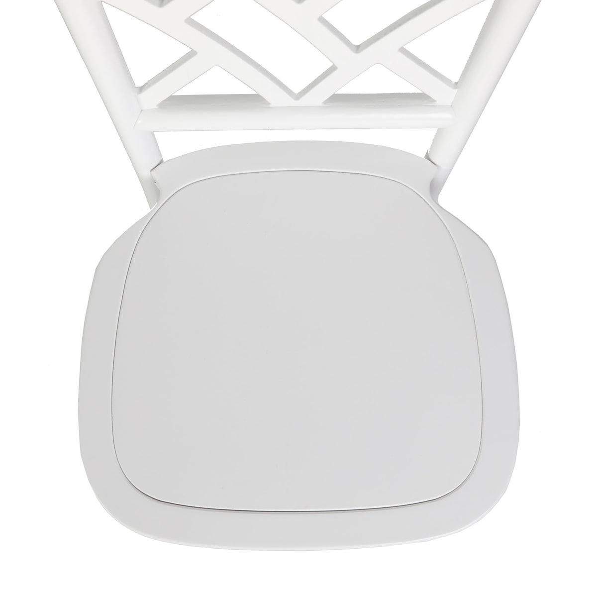 White |#| Commercial Solid Wood Stackable Dining Chair with Intricate Back Detail in White