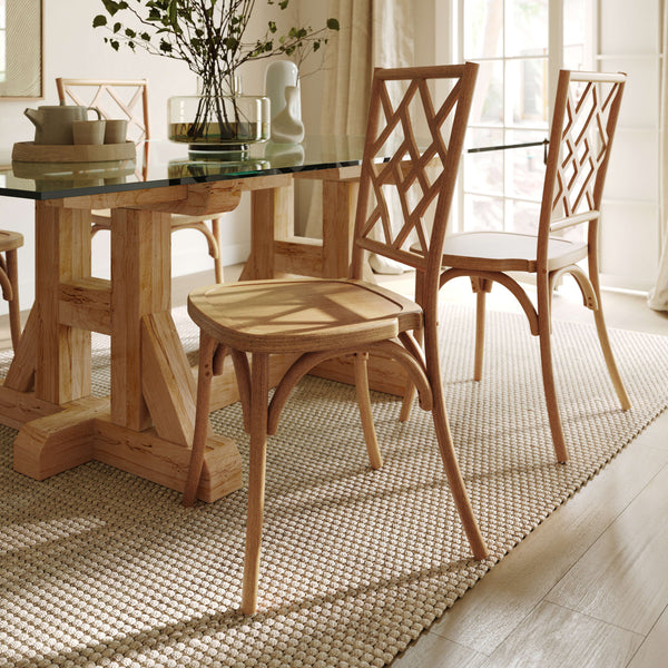 Pecan |#| Commercial Solid Wood Stackable Dining Chair with Intricate Back Detail in Pecan