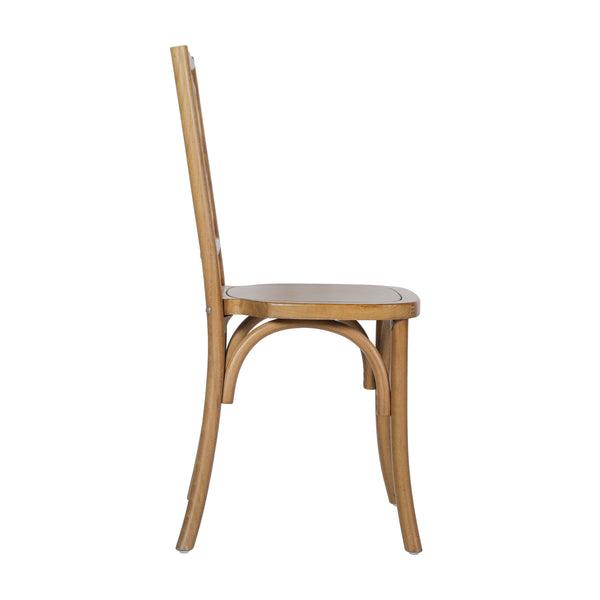 Pecan |#| Commercial Solid Wood Stackable Dining Chair with Intricate Back Detail in Pecan