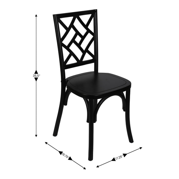 Black |#| Commercial Solid Wood Stackable Dining Chair with Intricate Back Detail in Black