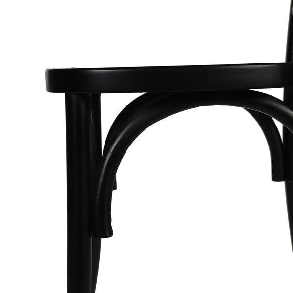 Black |#| Commercial Solid Wood Stackable Dining Chair with Intricate Back Detail in Black