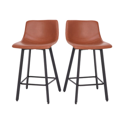 Caleb Modern Armless 24 Inch Counter Height Stools Commercial Grade with Footrests and Matte Metal Frames, Set of 2