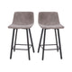 Gray LeatherSoft |#| Set of 2 Commercial Armless Metal Counter Stools - Gray LeatherSoft