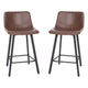Chocolate Brown LeatherSoft |#| Set of 2 Commercial Armless Metal Counter Stools - Chocolate Brown LeatherSoft