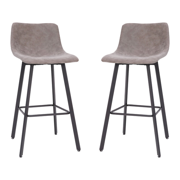 Gray LeatherSoft |#| Set of 2 Commercial Indoor Armless Iron Barstools - Gray LeatherSoft