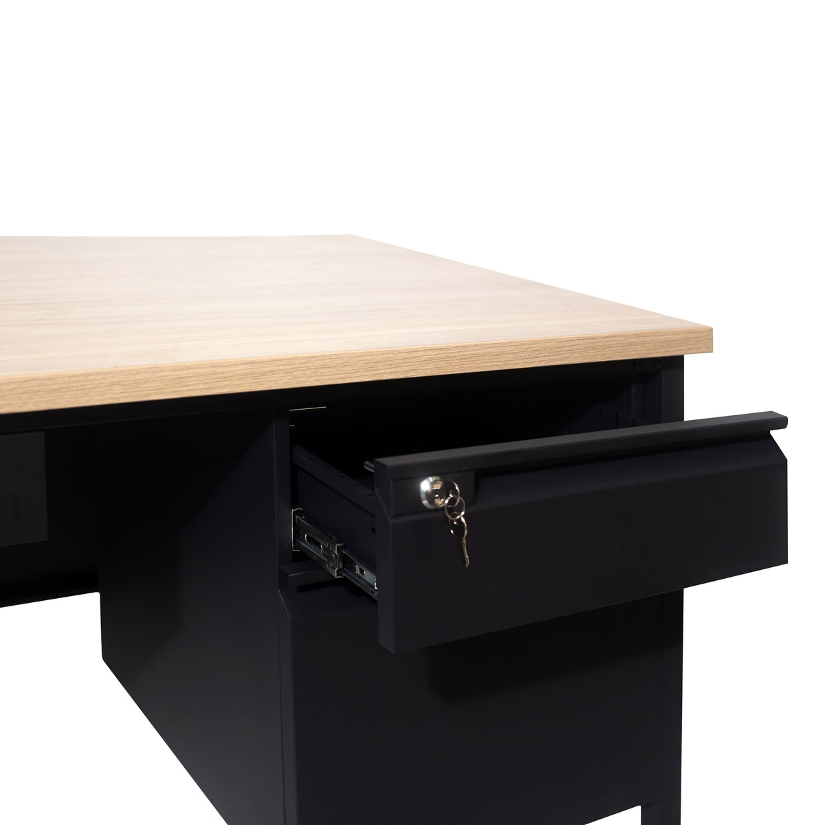 White Oak |#| Commercial Double Pedestal Desk with 5 Locking Drawers in White Oak-50x60