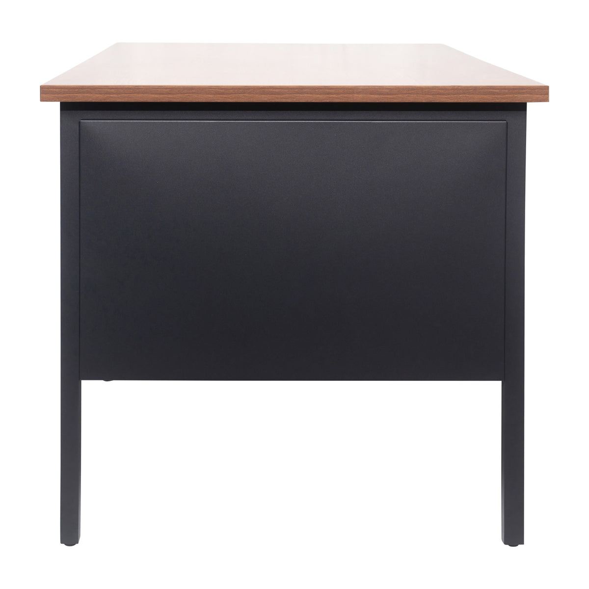 Walnut |#| Commercial Double Pedestal Desk with 5 Locking Drawers in Walnut-50x70