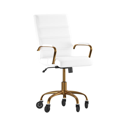 Camilia Mid-Back Executive Swivel Office Chair with Arms, and Transparent Roller Wheels